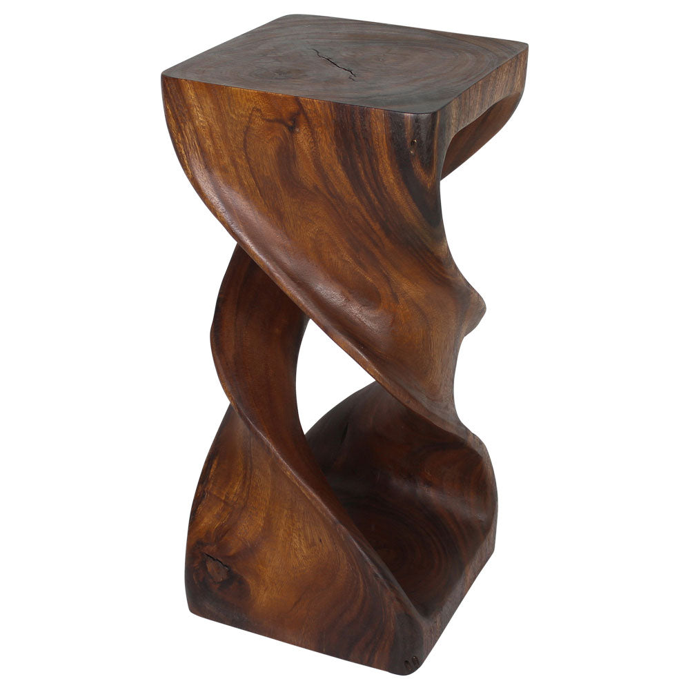 Haussmann Double Twist Solid Wood End Table - 12 x 12 x 26 in - Walnut