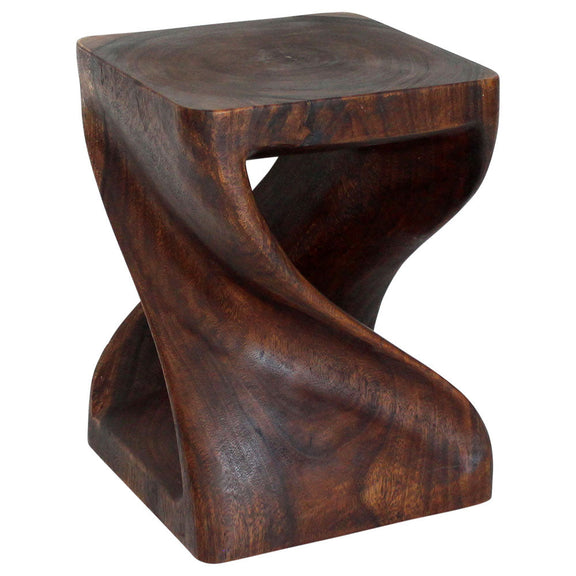 Haussmann Original Twist Pedestal Side Table, Mocha, 15 x 15 x 20 in H