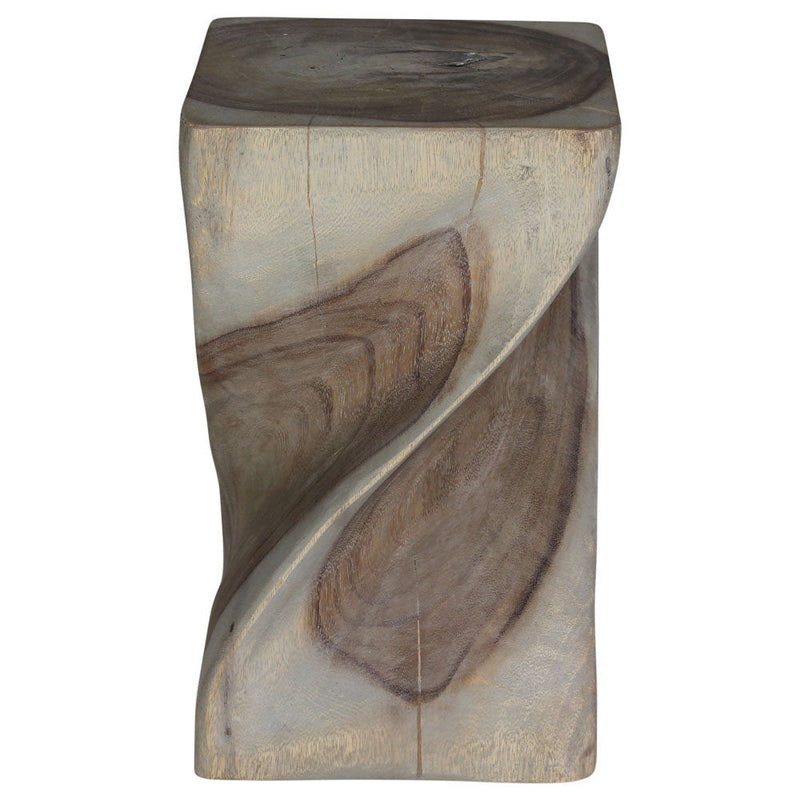 Haussmann Big Twist Solid Wood End Table - 12 x 12 x 20 in - Agate Grey