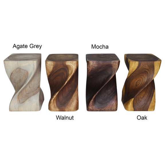 Haussmann Big Twist Pedestal Table, Walnut, 12 x 12 x 20 in H, dimensions