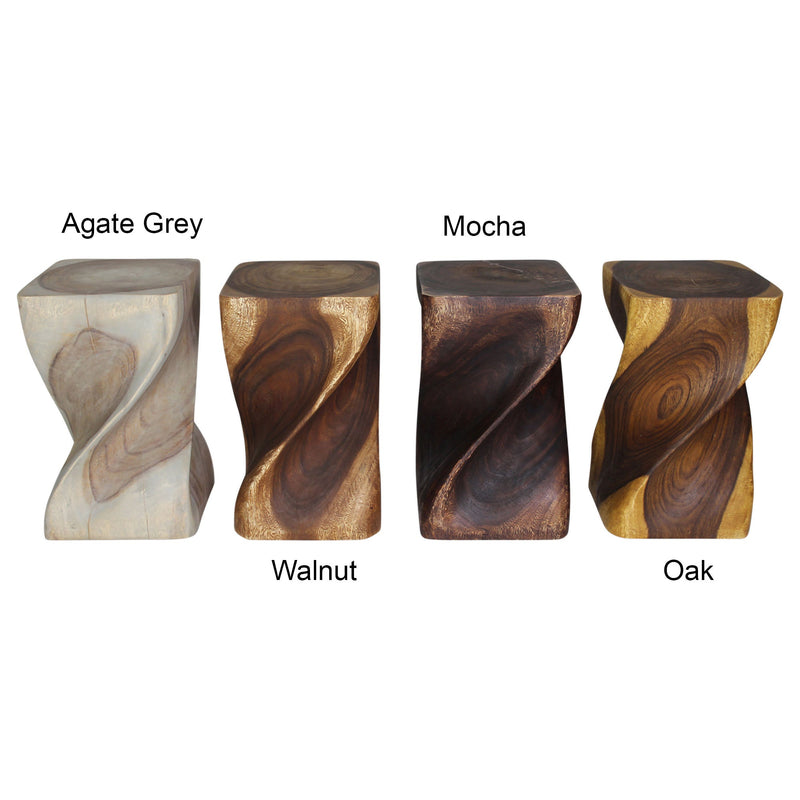Haussmann Big Twist Pedestal Table, Mocha, 12 x 12 x 20 in H, dimensions