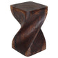 Haussmann Big Twist Solid Wood End Table - 12 x 12 x 20 in - Mocha
