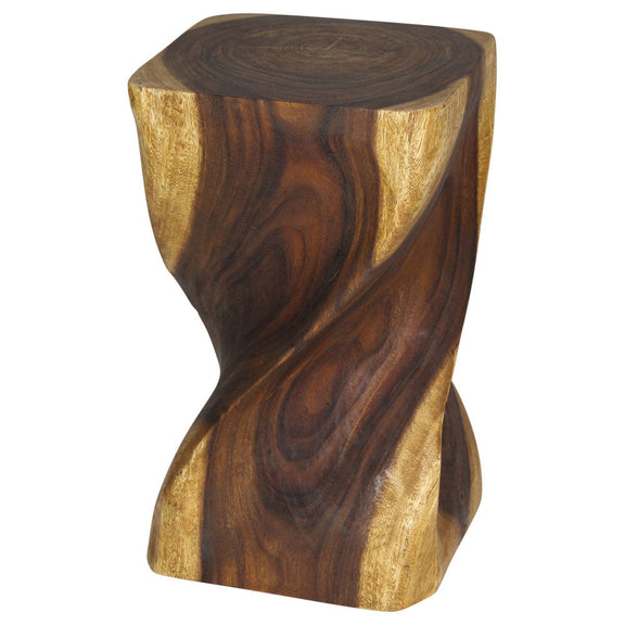 Haussmann Big Twist Solid Wood End Table - 12 x 12 x 20 in - Oak