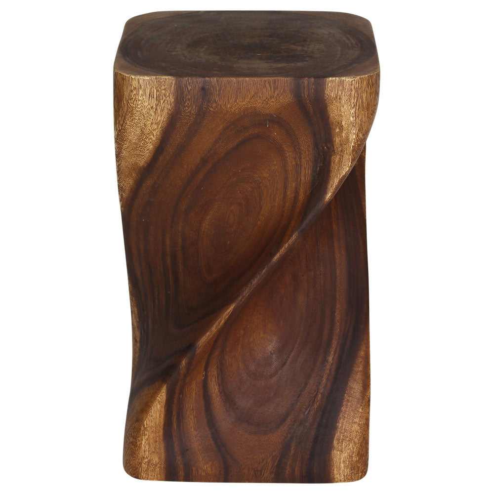Haussmann Big Twist Solid Wood End Table - 12 x 12 x 20 in - Walnut