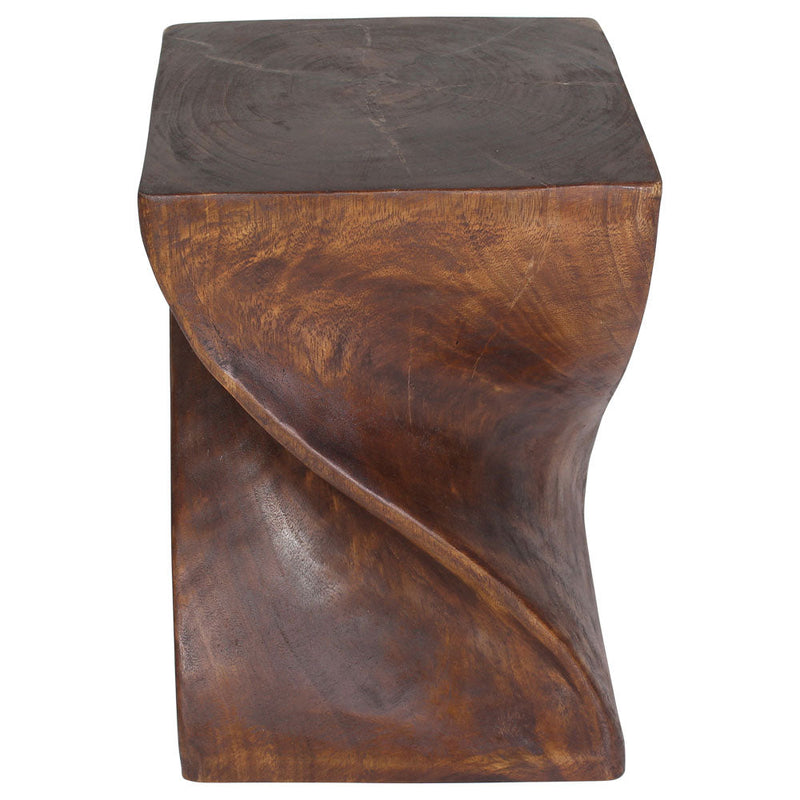 Haussmann Big Twist Solid Wood End Table - 14 x 14 x 20 in - Mocha