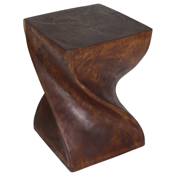 Haussmann Big Twist Pedestal Table, Mocha, 14 x 14 x 20 in H