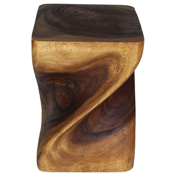 Haussmann Big Twist Pedestal Table, Walnut, 14 x 14 x 20 in H