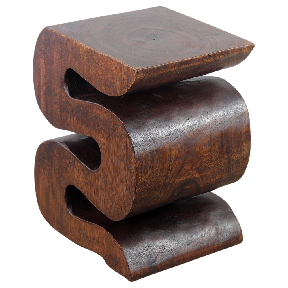 Haussmann Big Wave Solid Wood End Table - 12 x 14 x 18 in - Mocha