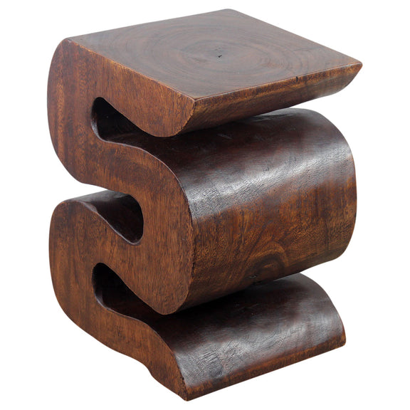Haussmann Big Wave Solid Wood End Table - 12 x 14 x 18 in - Mocha