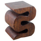 Haussmann Big Wave hand-carved wood end table, Mocha, 12 x 14 x 18 in H