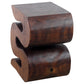 Haussmann Big Wave hand-carved wood end table, Mocha, 12 x 14 x 18 in H