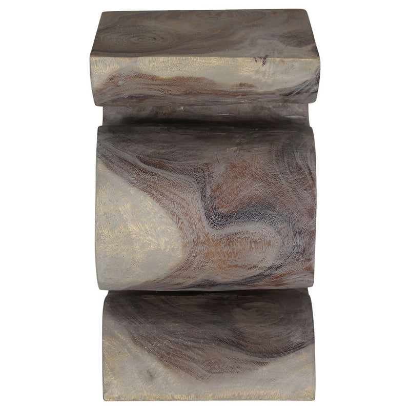 Haussmann Big Wave hand-carved wood end table, Agate Grey, 12 x 14 x 20 in H