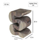 Haussmann Big Wave hand-carved wood end table, Agate Grey, 12 x 14 x 20 in H, dimensions