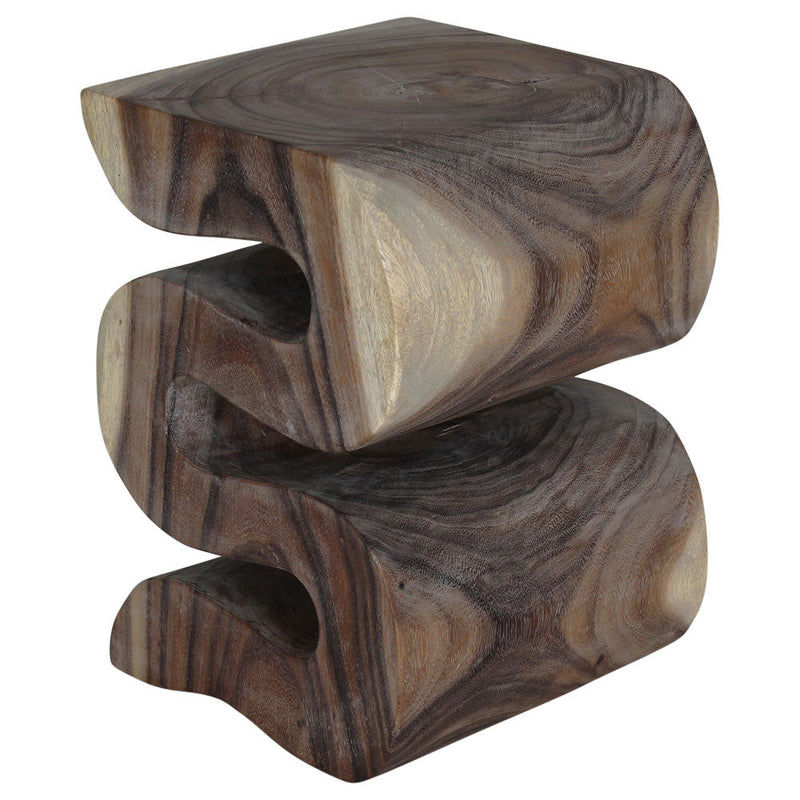 Haussmann Big Wave hand-carved wood end table, Agate Grey, 14 x 14 x 20 in H