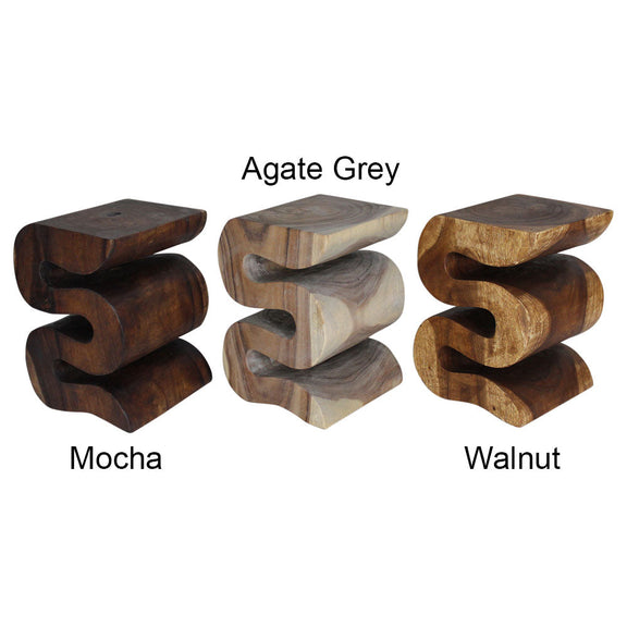 Haussmann Big Wave Solid Wood End Table, 14 x 14 x 20 in - available in Mocha and Walnut