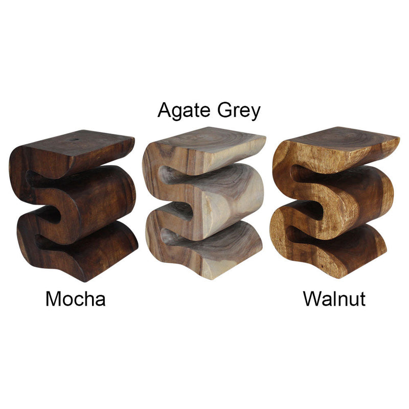 Haussmann Big Wave Solid Wood End Table, 14 x 14 x 20 in - available in Mocha and Walnut