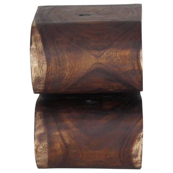 Haussmann Big Wave hand-carved wood end table, Mocha, 14 x 14 x 20 in H