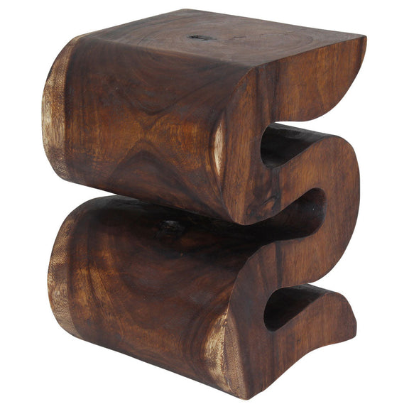Haussmann Big Wave Solid Wood End Table - 14 x 14 x 20 in - Mocha