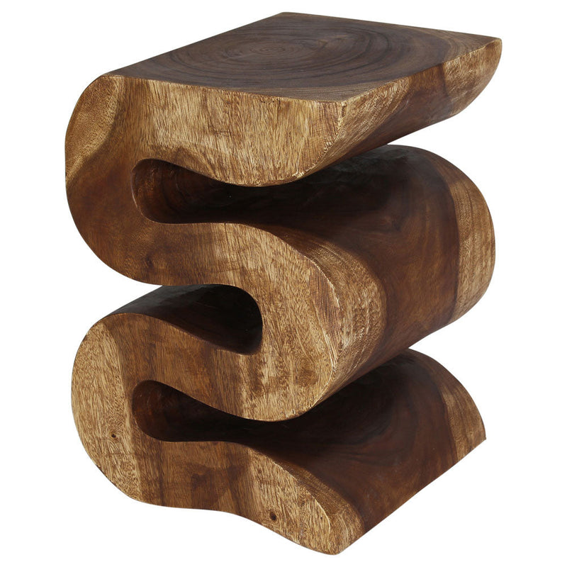 Haussmann Big Wave Solid Wood End Table - 14 x 14 x 20 in - Walnut