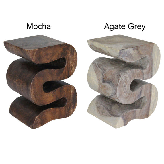 Haussmann Big Wave Solid Wood End Table, 12 x 14 x 20 in - available in Mocha and Agate Grey