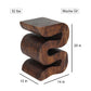 Haussmann Big Wave hand-carved wood end table, Mocha, 12 x 14 x 20 in H, dimensions