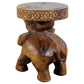 Haussmann Elephant Chang Hand-Carved Solid Wood End Table, Walnut, 15 in dia x 20 in H, second angle