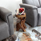 Haussmann Elephant 'Chang' Carved Sculptural Table, Walnut, 11 in dia x 20 in H, in a room