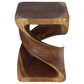 Second white-background angle of the 15 x 15 x 20-inch Double Twist walnut end table showing its carved spirals