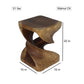 Size diagram for Double Twist end table, 15 x 15-inch square top and 20-inch height