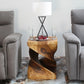 Haussmann Double Twist end table, 18 x 18 x 23 inches, walnut finish in a furnished room