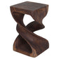 Haussmann Double Twist Pedestal Side Table, Mocha, 12 x 12 x 20 in H