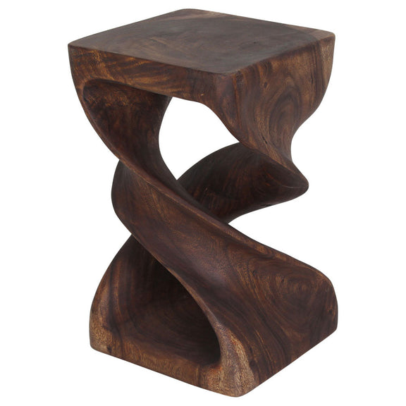 Haussmann Double Twist Pedestal Side Table, Mocha, 12 x 12 x 20 in H