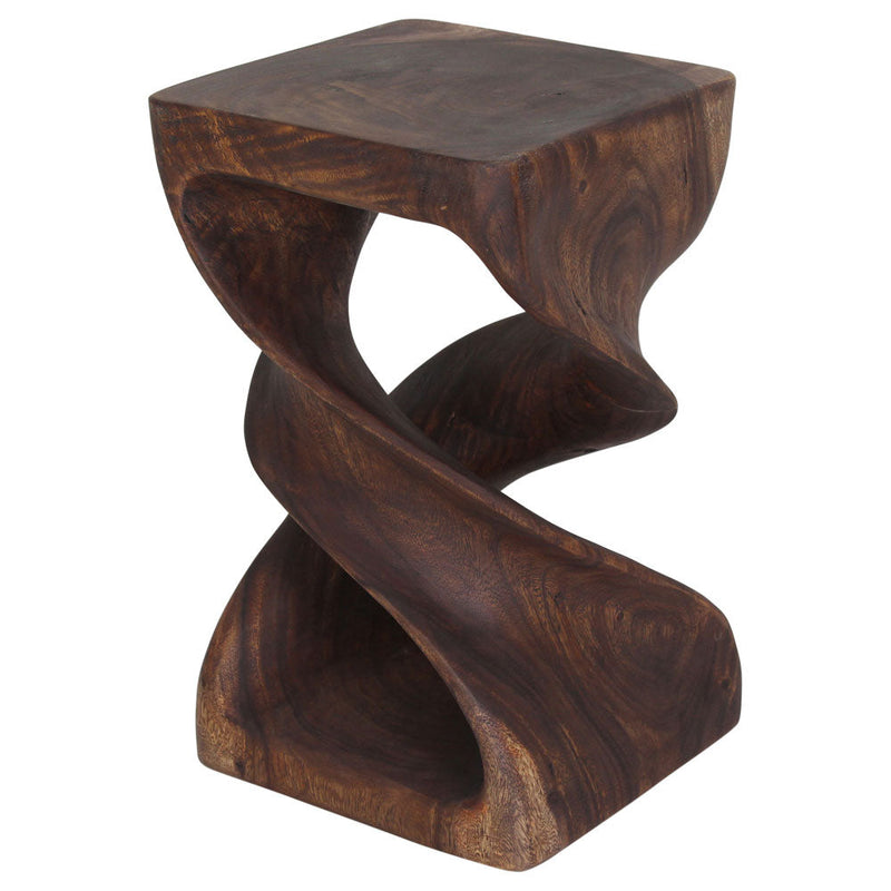 Haussmann Double Twist Pedestal Side Table, Mocha, 12 x 12 x 20 in H