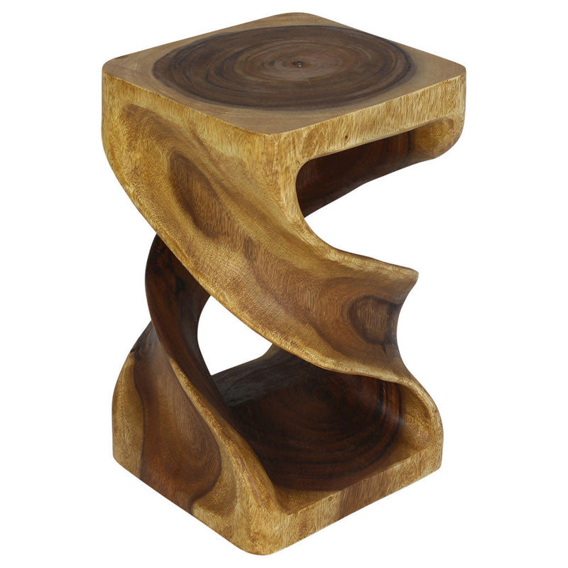 Haussmann Double Twist Solid Wood End Table - 12 x 12 x 20 in - Oak