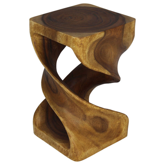 Haussmann Double Twist Pedestal Side Table, Oak, 12 x 12 x 20 in H