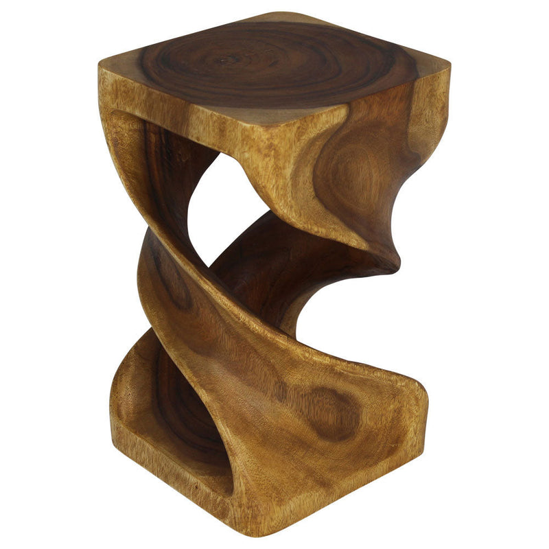 Haussmann Double Twist Pedestal Side Table, Oak, 12 x 12 x 20 in H