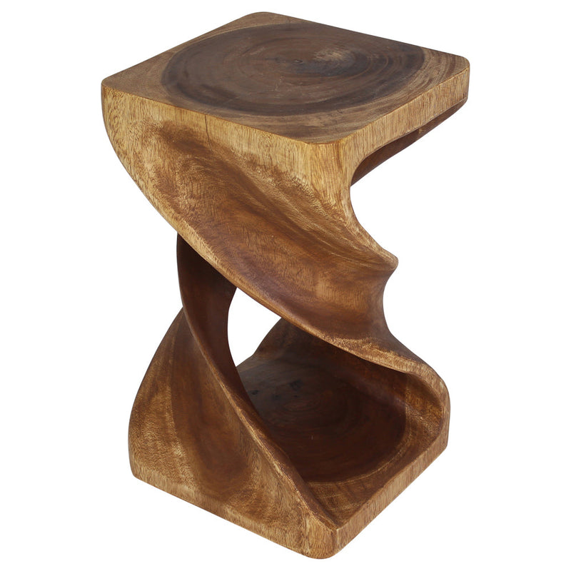 Haussmann Double Twist Pedestal Side Table, Walnut, 12 x 12 x 20 in H