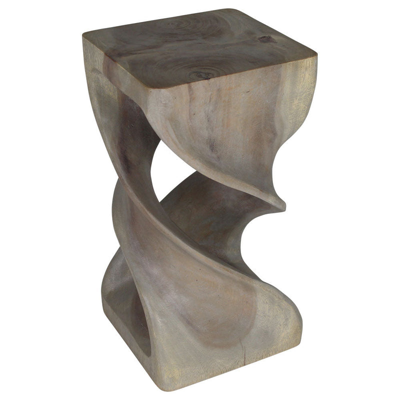 Haussmann Double Twist Pedestal Side Table, Agate Grey, 12 x 12 x 23 in H