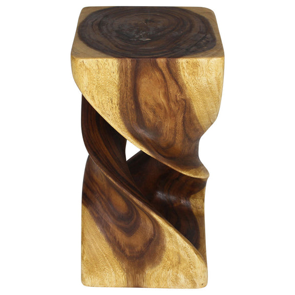 Haussmann Double Twist Solid Wood End Table - 12 x 12 x 23 in - Oak