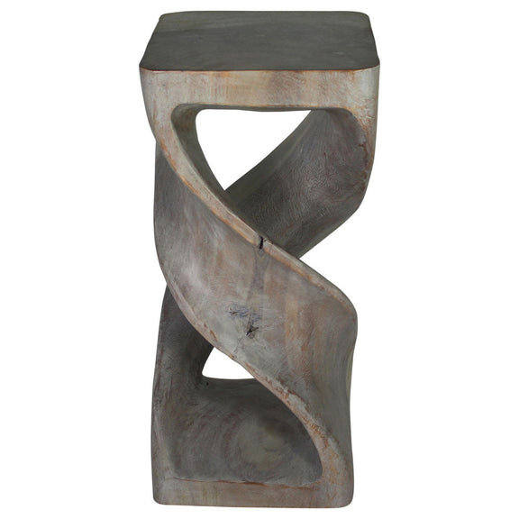 Haussmann Double Twist Pedestal Side Table, Agate Grey, 12 x 12 x 26 in H