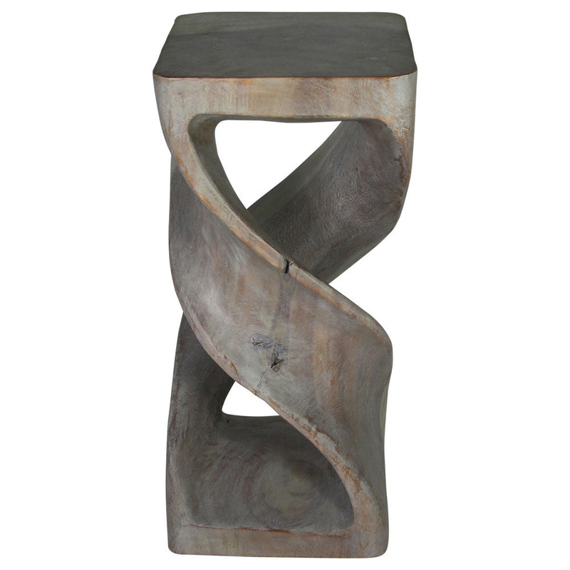 Haussmann Double Twist Pedestal Side Table, Agate Grey, 12 x 12 x 26 in H