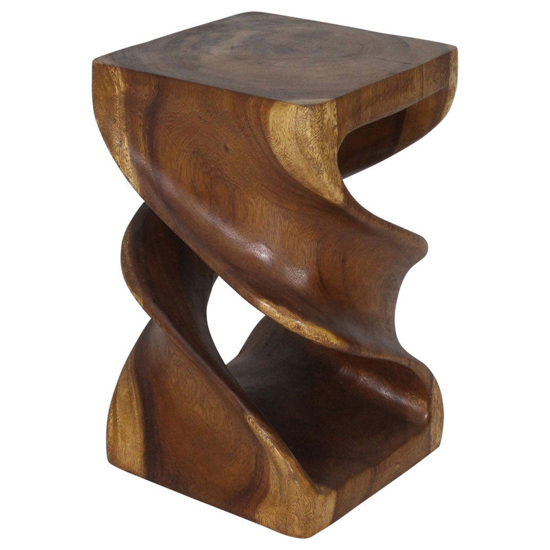Haussmann Double Twist Pedestal Side Table, Walnut, 14 x 14 x 23 in H