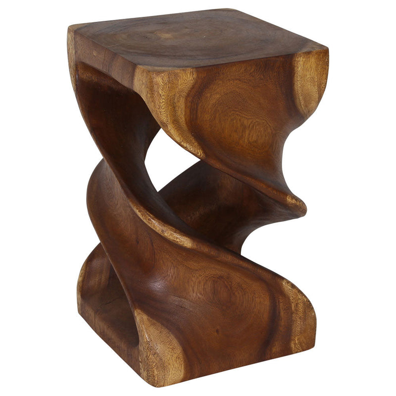 Haussmann Double Twist Pedestal Side Table, Walnut, 14 x 14 x 23 in H