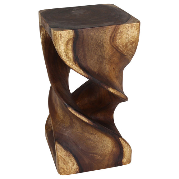 Haussmann Double Twist Solid Wood End Table - 14 x 14 x 26 in - Walnut