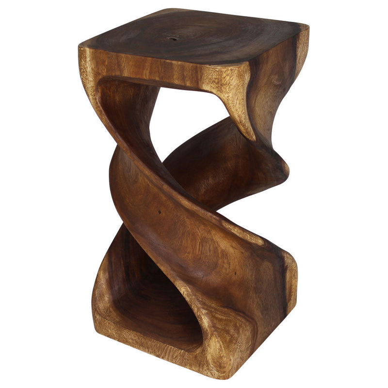 Haussmann Double Twist Pedestal Side Table, Walnut, 14 x 14 x 26 in H