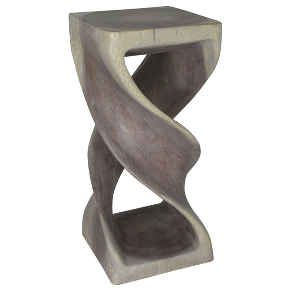 Haussmann Double Twist Pedestal Side Table, Agate Grey, 14 x 14 x 30 in H