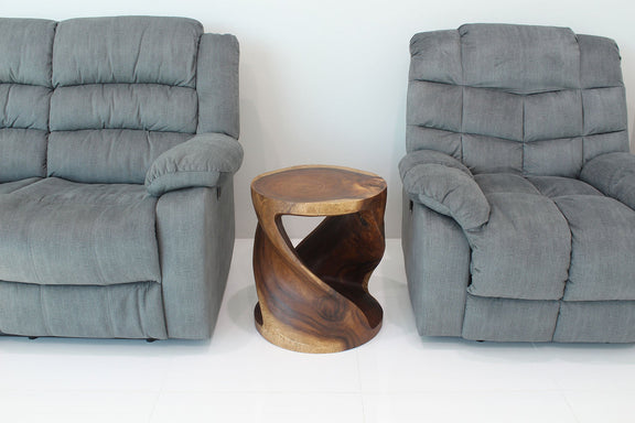 Haussmann Round Twist Pedestal Side Table, Walnut, 18 in dia x 20 in H