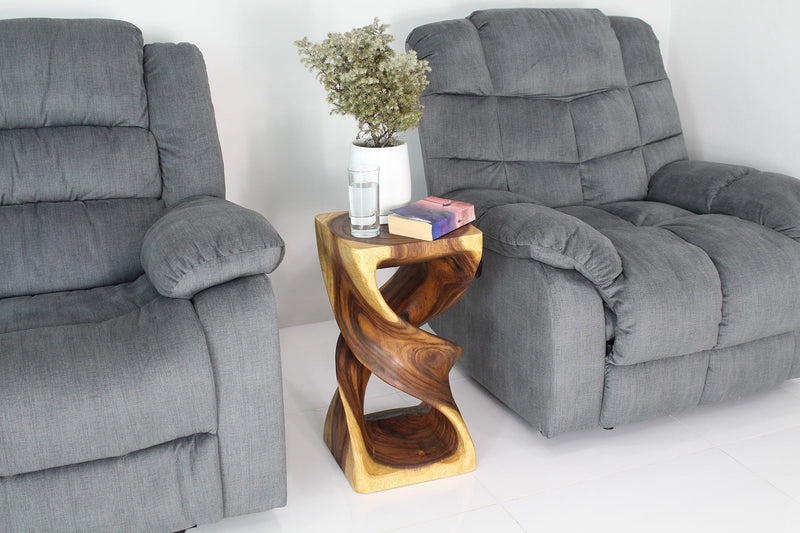 Haussmann Double Twist Pedestal Side Table, Oak, 12 x 12 x 23 in H