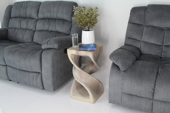 Haussmann Double Twist Pedestal Side Table, Agate Grey, 12 x 12 x 23 in H