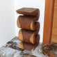 Haussmann Big Wave hand-carved wood end table, Walnut, 12 x 14 x 30 in H